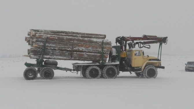 Transportation of logs by timber truck